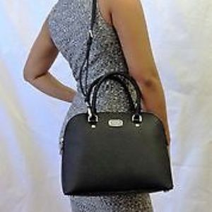 Michael Kors lg Dome Satchel Leather Black  Silver